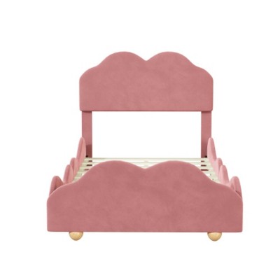Twin Upholstered Platform Bed with Cloud-Shaped Bed Board
