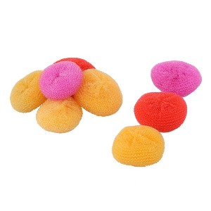 Unique Bargains Plastic Scrubber Mesh Kitchen Scouring Pads Multicolor 3" x 1.4" 8 Pcs - 1 of 3