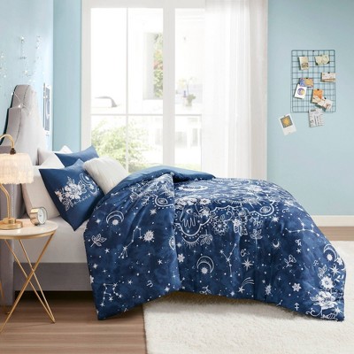 Navy Celestial Cotton Full/Queen Duvet Cover Set
