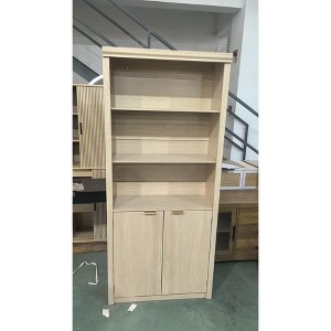MDF Storage Cabinet with Top Trim, Lucky Oak, Gold Handles - 1 of 1