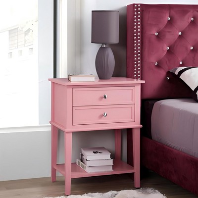 VYNXARIA Contemporary Nightstand With Open Shelf£¬Perfect for Small Spaces£¬Pink