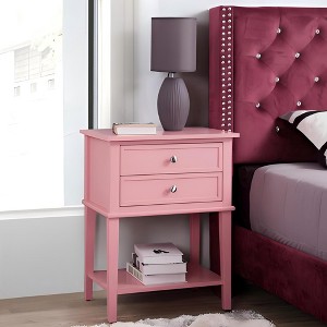 VYNXARIA Contemporary Nightstand With Open Shelf£¬Perfect for Small Spaces£¬Pink - 1 of 4