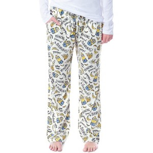 Despicable Me Womens' Minions Powered By Bananas Sleep Pajama Pants White - 1 of 4