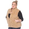 Plus Size Zip up High Pile Fleece vest -White Mark - 2 of 4