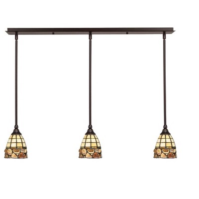 Toltec Lighting Any 3 - Light Chandelier in  Dark Granite with 7" Cobblestone Art Glass Shade