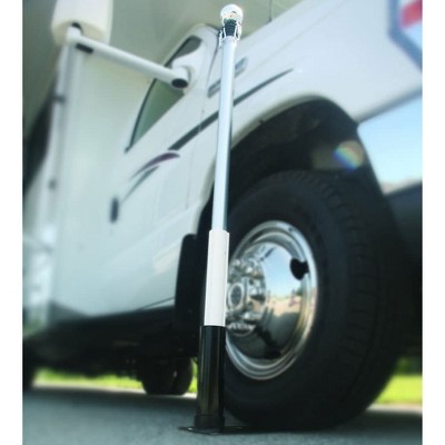 Camco 16 Feet Adjustable Black and White Fiberglass Flagpole with Tire Mount