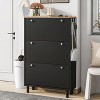 TIRAMISUBEST Rustic Shoe Cabinet - 2-Door Flip-Up, Entryway Storage (47"W x 31"H) - 3 of 4