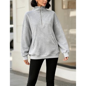 YESFASHION Women's Oversized Half Zip Pullover Sweatshirt Long