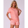 INSPIRE CHIC Womens Pajama Sets 2 Piece Lounge Set Short Sleeve Top and Shorts Soft Pj Set Loungewear Sets Comfy Sleep Sets - 2 of 4