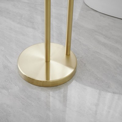 Brushed Gold Freestanding Toilet Paper Holder with Storage Shelf