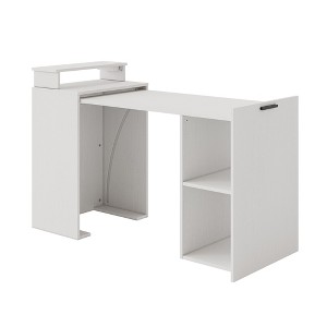Hausource Foldable Extendable Computer Desk Writing Workstation Study Table with Hutch Charging Station - 1 of 4