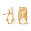 Ross-Simons Italian 7.5-8mm Cultured Pearl Sculptural Earrings in 18kt Gold Over Sterling - 3 of 4