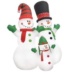 VidaXL Inflatable Snowman Family with LEDs8 ft - 1 of 4
