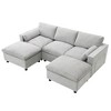 Maliang 86.5'' Chenille Sectional Sofa with Storage Pockets, 5 Seat U Shaped Couch with Pillows, 2 Movable Ottoman, Free Combination - 2 of 4