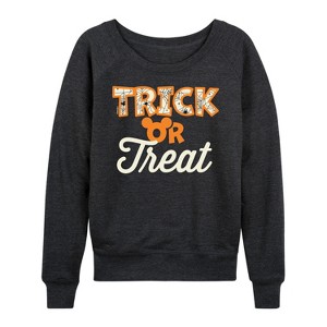Women's - Disney - Trick Or Treat Lightweight French Terry Wide Neck Long Sleeve Shirt - 1 of 4