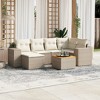 vidaXL 7 Piece Patio Sofa Set with Cushions Beige Poly Rattan - Beige and Cream - 2 of 4