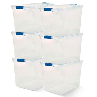 Homz Heavy Duty Modular Stackable Storage Tote Containers with Latching Lids