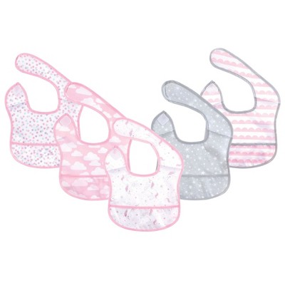 Hudson Baby Infant Girl Waterproof Polyester Bibs 5pk, Magical Unicorn