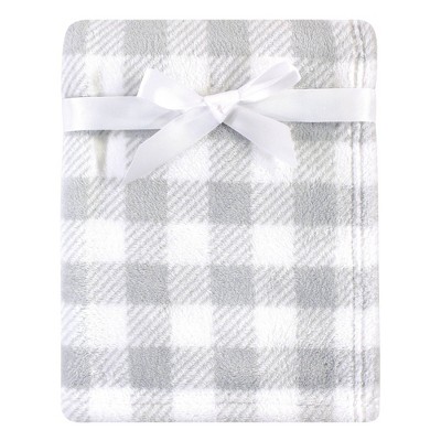 Luvable Friends Unisex Baby Coral Fleece Blanket - Gray Plaid One Size