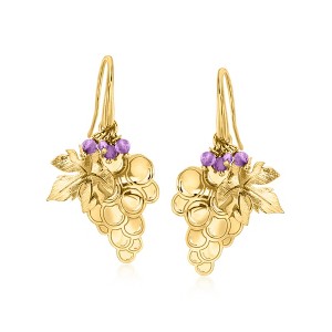 Ross-Simons Italian .40 ct. t.w. Amethyst Bead Grapevine Drop Earrings in 18kt Gold Over Sterling - 1 of 4