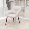 Elias Dining Chair Upholstered in Leather Velvet and Powder Coated Legs, Beige - 2 of 4