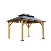 Wooden Hardtop Gazebo,Gazebo With Steel Double Roof And Wood Frame,Outdoor Permanent Metal Pavilion For Patio Backyard Lawns-Coolbibila - 2 of 4
