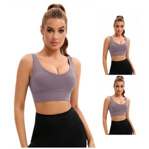 INSPIRE CHIC 3 Pcs Women's U Back V-Neck Padded Workout Crop Top with Built in Bra Sports Bras - 1 of 4