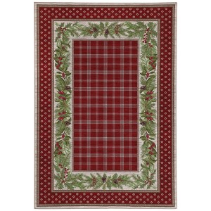 COZONY Bordered Plaid Christmas Rug, Washable Low Pile Non Slip Holiday Carpet for Living Room Bedroom Dining Room - 1 of 4