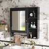 Vynxaria Wall-Mounted Black Bathroom Medicine Cabinet with Large Mirror and Adjustable Shelves - 3 of 4