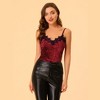 Allegra K Women's Velvet Lace Trim Velour Cami Tank Spaghetti Strap Top - 3 of 4