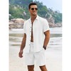 COOFANDY Men's Summer Beach Outfits 2 Piece Short Sleeve Shirts and Shorts Vacation Texture Linen Sets for Men - 3 of 4