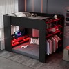 Full Size Wood Bunk Bed with Height-adjustable Desk and RGB Light - 2 of 4