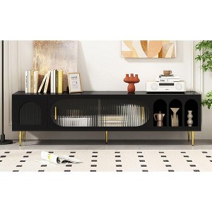CAVINAS Modern TV Stands and Consoles, Modern TV Stand for up to 70 Inch TV, with 3 Shelves and 2 Cabinets - 1 of 4