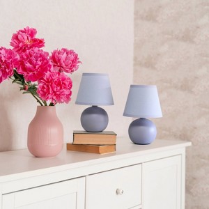 (Set of 2) 8.66" Petite Ceramic Orb Base Bedside Table Lamps with Matching Tapered Drum Shade - Creekwood Home - 1 of 4
