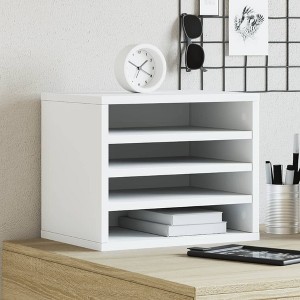 vidaXL Desk Organiser White 14.2x10.2x11.6" Engineered Wood - 1 of 4