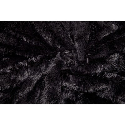 Black Reversible Faux Fur and Sherpa Throw Blanket 50" x 65"