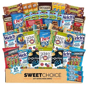 Healthy Snack Box Variety Pack Care Package (50 Count) Candies Gift Basket, College Student Crave Food Box, Nutritious Bars Chips, Birthday - 1 of 3