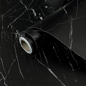 Textured Black Peel and Stick Wallpaper Roll Self-Adhesive Matte Marble Contact Paper Wrap Vinyl (Cover 36 sq. ft.) - 1 of 4