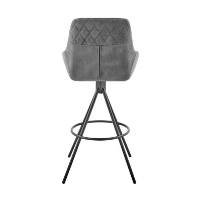 Modern Charcoal Fabric and Black Metal 30" Swivel Bar Stool