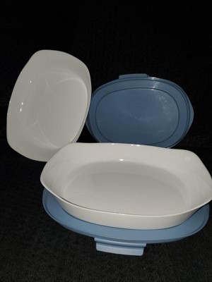 Rubbermaid Duralite Glass Bakeware 5pc Baking Dish Set With Shadow Blue  Lids : Target