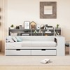 Wooden Full Size Bed Frame With Storage Shelves And 2 Storage Drawers,Multi-functional Bed With A Study Desk -Maison Boucle - 2 of 4