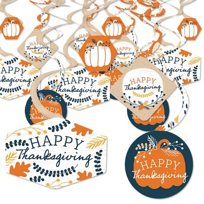 Big Dot of Happiness Happy Thanksgiving - Fall Harvest Party Hanging Decor - Party Decoration Swirls - Set of 40