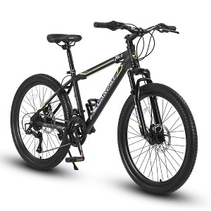 Okak 24IN Mountain Bike with Steel Frame, Kids Bike with Shimano 21 Speed, Daul Disc Brakes and Front Suspension, Bicycle for Teens - 1 of 4