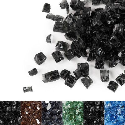 Onyx Black Reflective Tempered Glass Fire Pit Rocks, 10LB