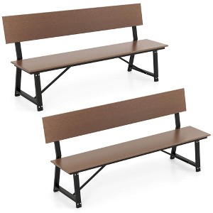 Costway 1/2 PCS 4-Person Bench with All-Weather HDPE Seat & Back Heavy-Duty Metal Support Brown - 1 of 4