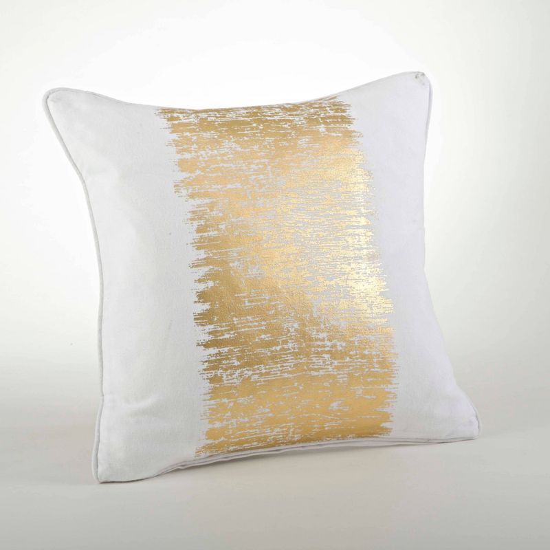 Oversize Down Filled Metallic Banded Design Throw Pillow - Saro Lifestyle	, 1 of 5