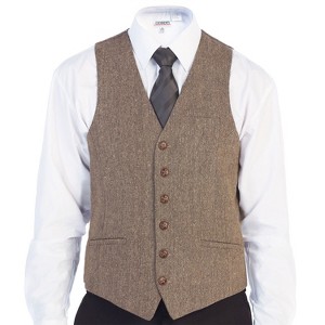 Gioberti Men's 6 Button Slim Fit Formal Herringbone Tweed Vest - 1 of 3