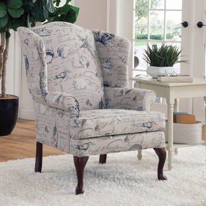 Comfort Pointe Oceanside Wing Back Accent Chair Gray: Upholstered, Nautical Style, No Assembly Required - 1 of 4