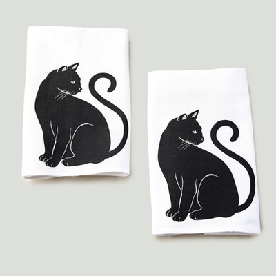 Lakeside Cat Theme Kitchen and Bathroom Towels for Hands or Dishes - Set of 2