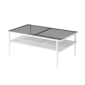 NicBex 38.39 Inch Rectangle Coffee Table with Gray Tempered Glass Tabletop and Storage Shelf,Modern Center Table for Living Room - 1 of 4
